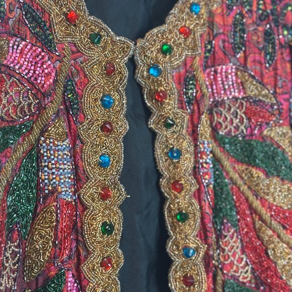 Vtg 90s Precious Moments Silk Beaded Jacket XL Y2K Ravecore Fairycore Boho - Picture 8 of 16